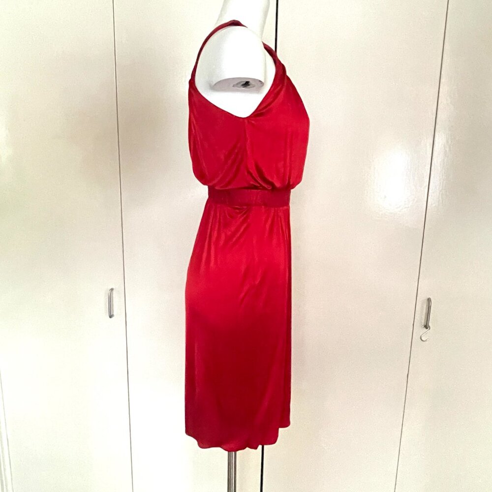 Auc Versace Red Sleeveless Textured Detail Mid-length Cocktail Dress IT 38 - Picture 11 of 17